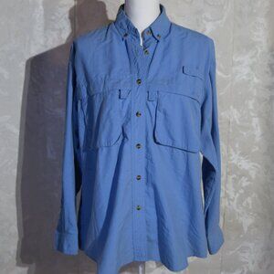 L.L.Bean Women's M Blue Vented Fishing Shirt UPF Long Sleeve
